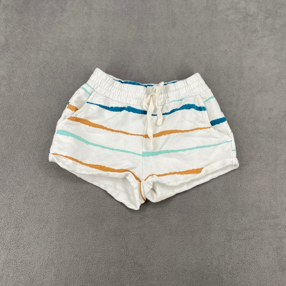 Roxy Womens White Striped French Terry Lounge Shorts Drawstring Pockets 6456